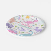 ピンクの恐竜の誕生日パーティー ペーパープレート (アングル)