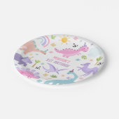 ピンクの恐竜の誕生日パーティー ペーパープレート (アングル)