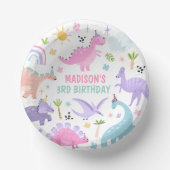 ピンクの恐竜の誕生日パーティー ペーパーボウル (正面)