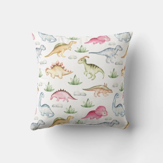 ピンクの恐竜の誕生日パーティー、女の子の恐竜パーティー クッション (裏面)