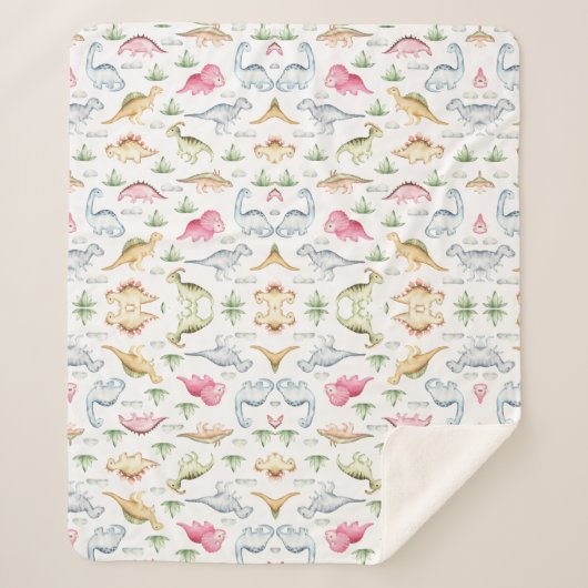 ピンクの恐竜の誕生日パーティー、女の子の恐竜パーティー シェルパブランケット (正面)