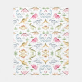 ピンクの恐竜の誕生日パーティー、女の子の恐竜パーティー フリースブランケット (正面)