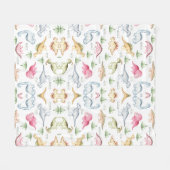 ピンクの恐竜の誕生日パーティー、女の子の恐竜パーティー フリースブランケット (正面(横))