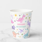ピンクの恐竜の誕生日パーティー 紙コップ (裏面)