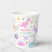 ピンクの恐竜の誕生日パーティー 紙コップ (正面)