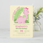 ピンクの恐竜の誕生日 招待状 (スタンド正面)