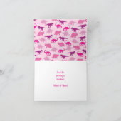 ピンクの恐竜の赤ちゃんシャワー サンキューカード (内部)