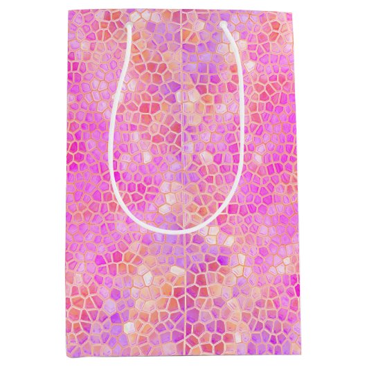 ピンクの恐竜の隠れ家 ミディアムペーパーバッグ (正面)