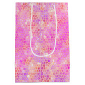 ピンクの恐竜の隠れ家 ミディアムペーパーバッグ (裏面)