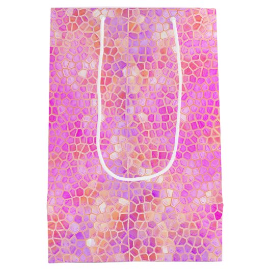 ピンクの恐竜の隠れ家 ミディアムペーパーバッグ (裏面)