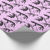 ピンクの恐竜の骨組骨! おもしろいのディーノの誕生日 ラッピングペーパー (角)