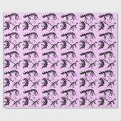 ピンクの恐竜の骨組骨! おもしろいのディーノの誕生日 ラッピングペーパー (フラット)