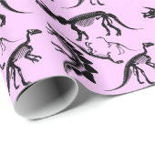 ピンクの恐竜の骨組骨! おもしろいのディーノの誕生日 ラッピングペーパー (ロールコーナー)