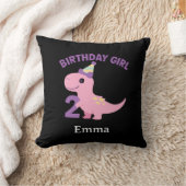 ピンクの恐竜の2歳の誕生日服 女の子 クッション (ブランケット)