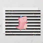 ピンクの恐竜チョークボード女の子Dinoパーティー写真 サンキューカード (裏面)