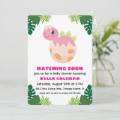 ピンクの恐竜ベビーシャワー招待状 招待状 (スタンド正面)