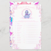 ピンクの恐竜ベビー単語スクランブルベビーシャワーゲーム (正面/裏面)