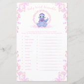 ピンクの恐竜ベビー単語スクランブルベビーシャワーゲーム (正面)