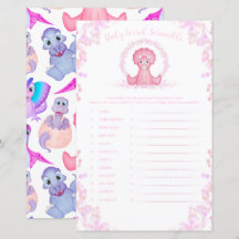 ピンクの恐竜ベビー単語スクランブルベビーシャワーゲーム