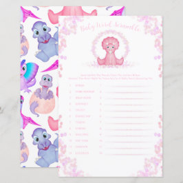 ピンクの恐竜ベビー単語スクランブルベビーシャワーゲーム