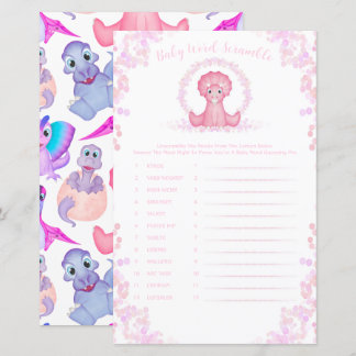 ピンクの恐竜ベビー単語スクランブルベビーシャワーゲーム