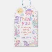 ピンクの恐竜誕生日ありがとうギフトラベル ギフトタグ (正面)