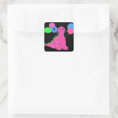 ピンクの恐竜誕生日のカスタマイズ可能年齢 スクエアシール (バッグ)