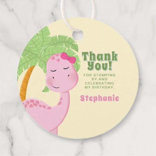 ピンクの恐竜誕生日 フェイバータグ (裏面)