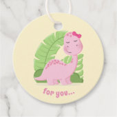 ピンクの恐竜誕生日 フェイバータグ (正面)