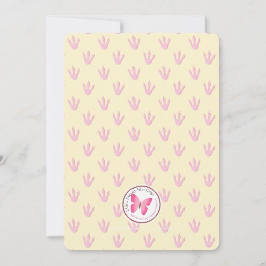 ピンクの恐竜誕生日 招待状 (裏面)