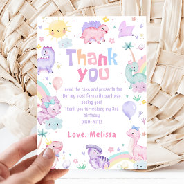 ピンクの恐竜Ｔ-Ｒｅｘの誕生日お礼カード サンキューカード