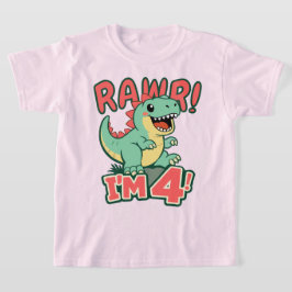 ピンクの恐竜4歳の誕生日Tシャツ Rawr Im 4 Cute Gi Tシャツ