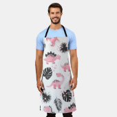 ピンクの恐竜：かわいい子供のパターン。 エプロン (着用した状態)