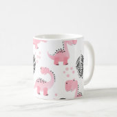 ピンクの恐竜：かわいい子供のパターン。 コーヒーマグカップ (正面右)
