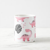 ピンクの恐竜：かわいい子供のパターン。 コーヒーマグカップ (中央)