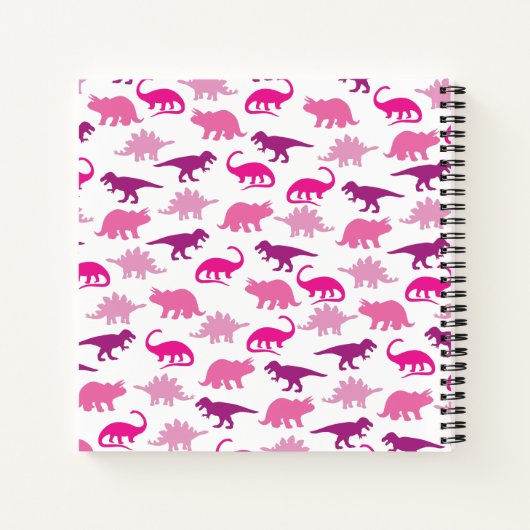 ピンクの恐竜 かわいい子供の日記 ノートブック (裏面)