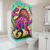 ピンクの恐竜 シャワーカーテン (インサイチュ)