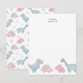 ピンクの恐竜 子供用メモカード ノートカード