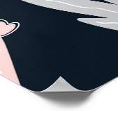 ピンクの恐竜、暗い背景、かわいい ポスター (角)