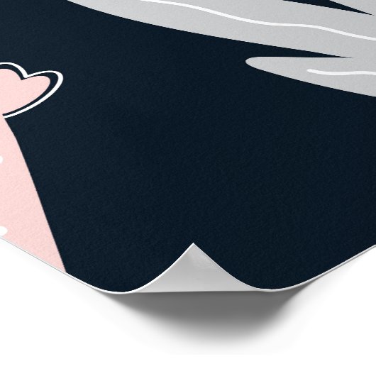 ピンクの恐竜、暗い背景、かわいい ポスター (角)