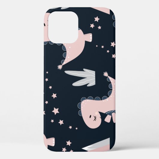 ピンクの恐竜、暗い背景、かわいい Case-Mate iPhoneケース (裏面)