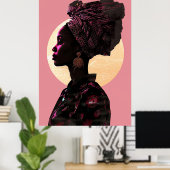 ピンクの恵み:アフリカ伝統ミューズ ポスター (ホームオフィス)