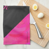 ピンクの情熱モノグラム キッチンタオル (四つ折り)