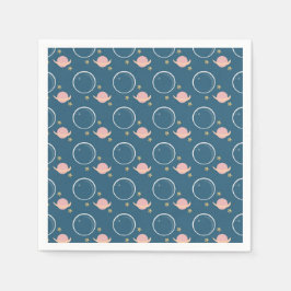 ピンクの惑星ムーン銀河系ガールズバースデーパーティー スタンダードカクテルナプキン