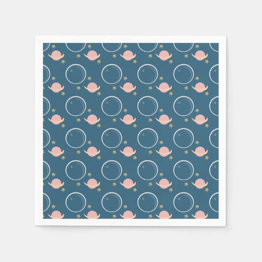 ピンクの惑星ムーン銀河系ガールズバースデーパーティー スタンダードカクテルナプキン (正面)