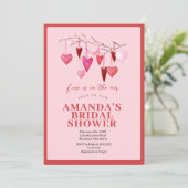 ピンクの愛が満ちている バレンタイン ブライダルシャワー 招待状 (スタンド正面)