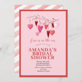 ピンクの愛が満ちている バレンタイン ブライダル シャワー 招待状 (正面/裏面)