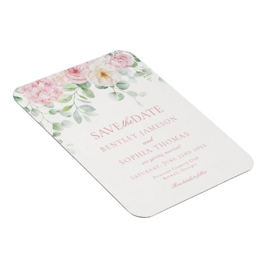 ピンクの愛が開花フローラに保存する日付カード マグネット (右側)