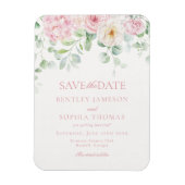 ピンクの愛が開花フローラに保存する日付カード マグネット (縦)