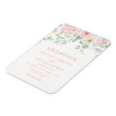 ピンクの愛が開花フローラに保存する日付カード マグネット (左側)